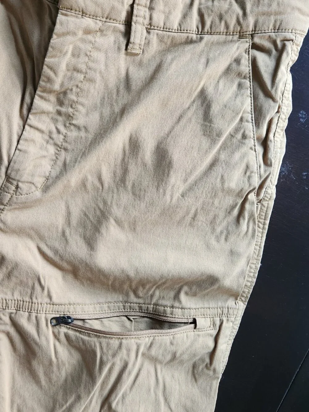 The North Face Men's Nylon Pants Size 30 - Khaki Hiking Travel Zip Pocket
